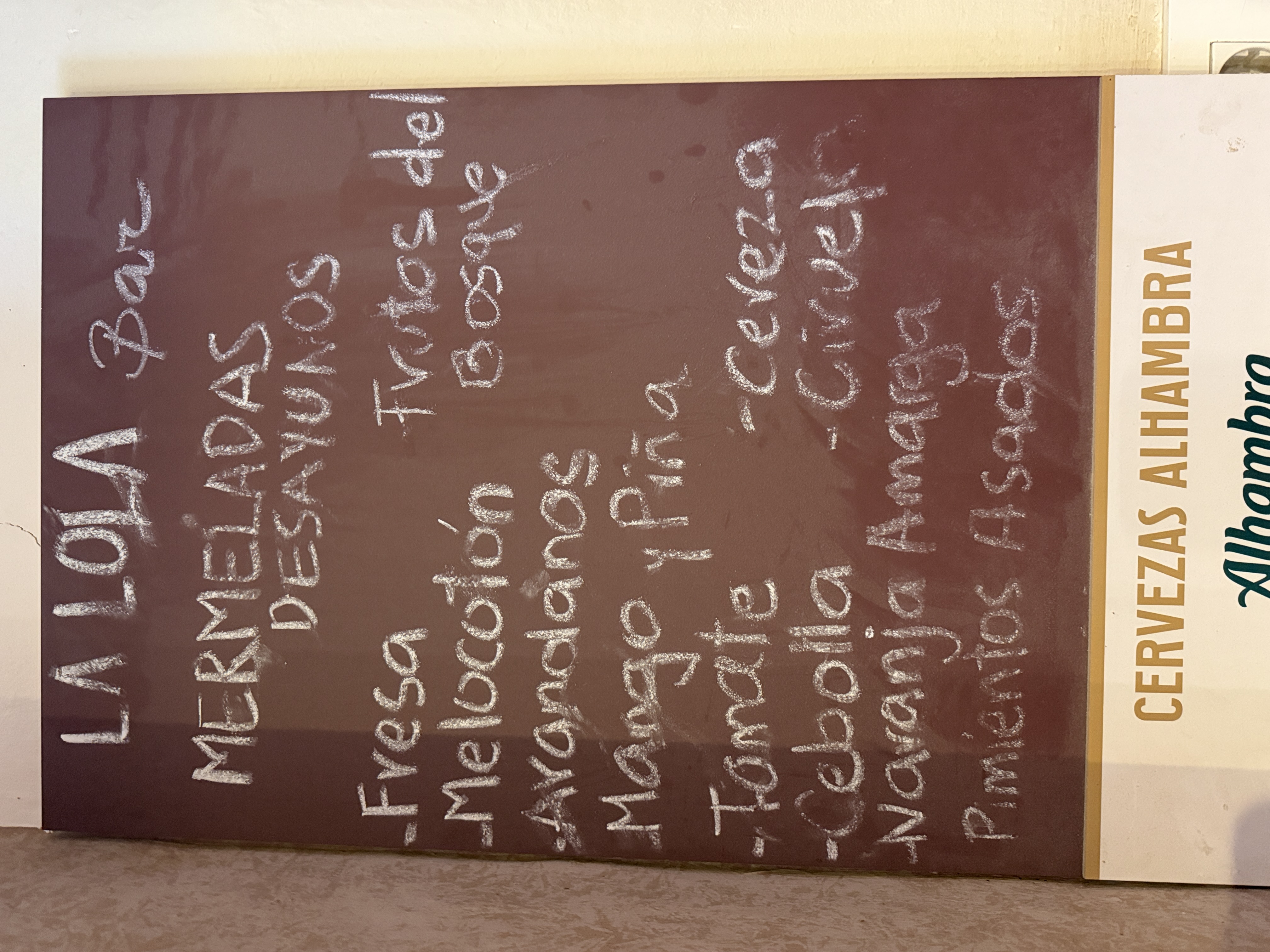 Pizarra de mermeladas